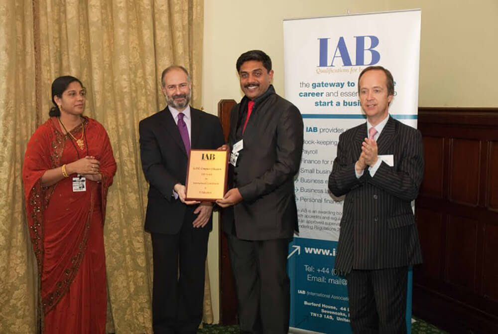 IAB Award for Best Centre in the world and international Excellency in IT awarded in the parliment of U.K